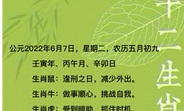 秦阳明每日生肖运势2022年6月7日