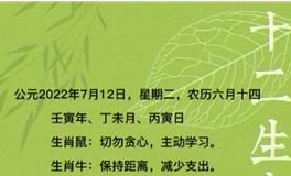 秦阳明每日生肖运势2022年7月12日