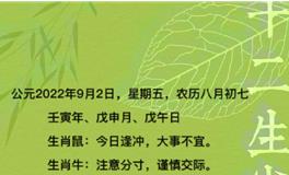 秦阳明每日生肖运势2022年9月2日