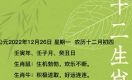 秦阳明每日生肖运势2022年12月26日